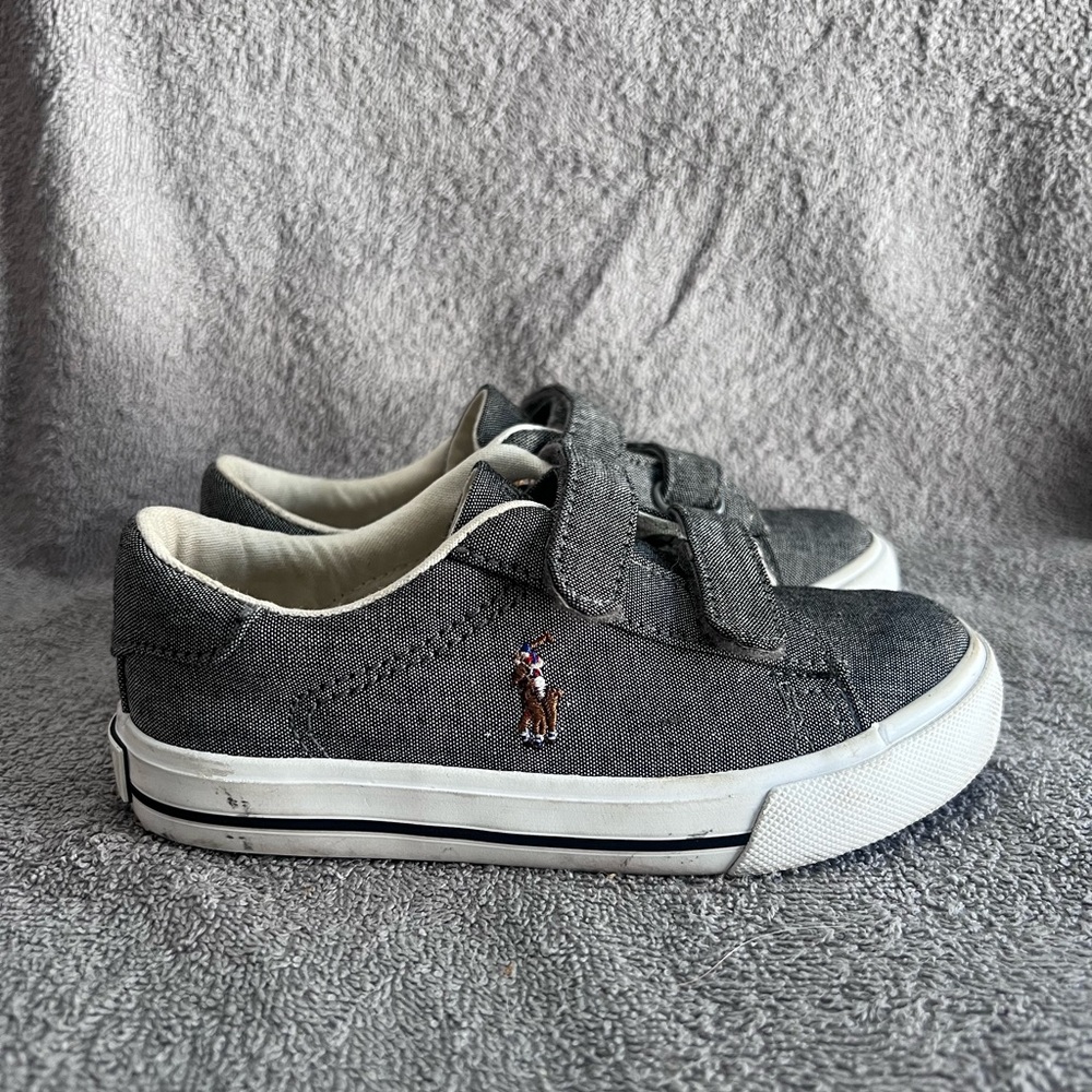 Ralph Lauren Charcoal Kids Sneakers with Embroidered Logo